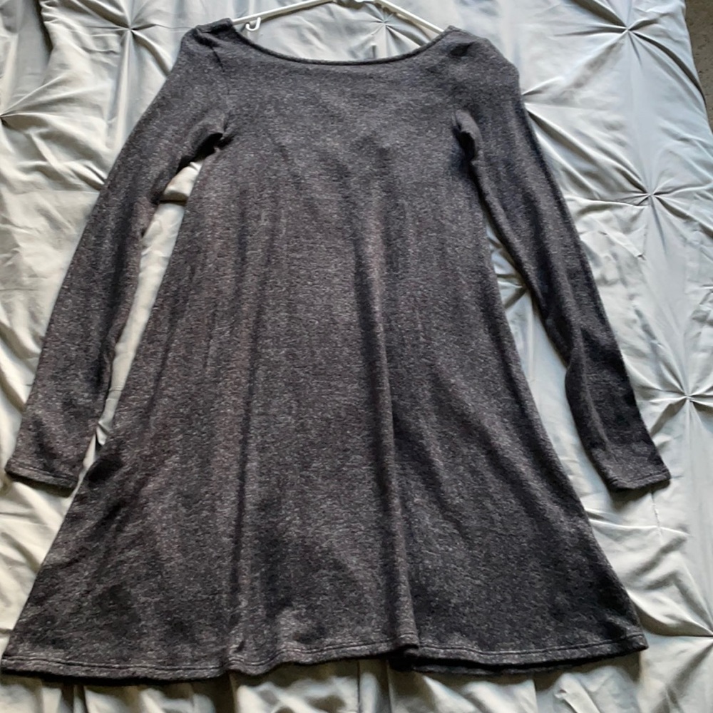 AE Gray Cross Back Long Sleeve Sweater Dress